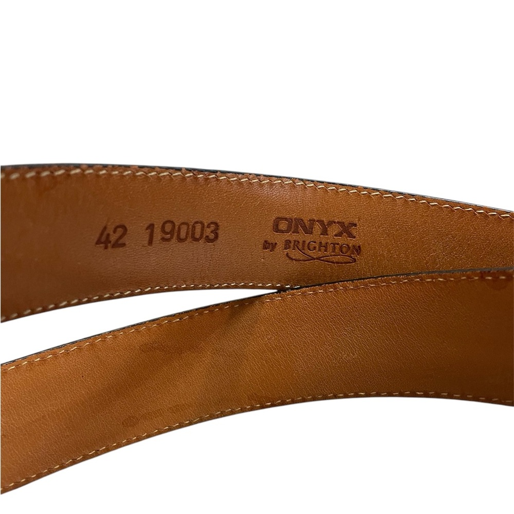 Vintage ONYX By Brighton Belt 42 Brown Western 1995 Leather Croc Embossed 19003 - Picture 6 of 7